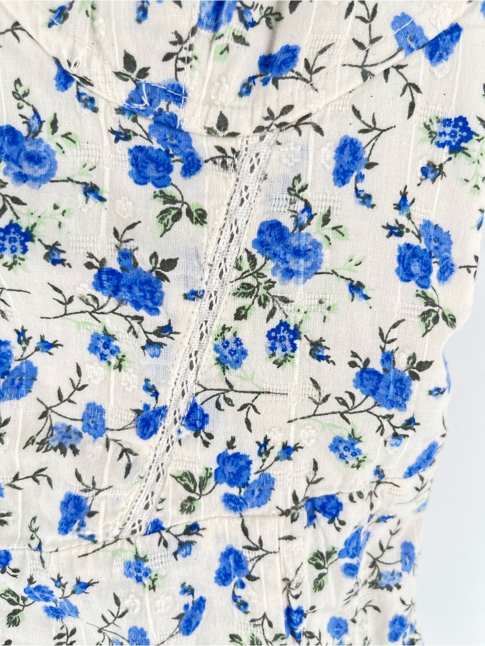 Bershka Blue Floral Corset Midi Dress Lace-Up Back Cotton Lined Women’s L - Picture 4 of 15